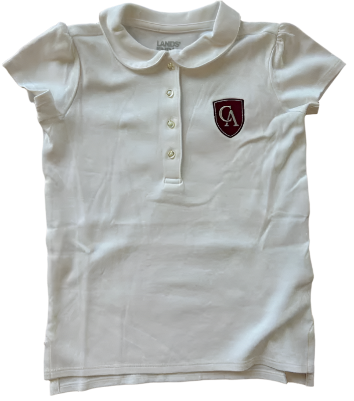 Lands End Girls Interlock Peter Pan Collar Polo