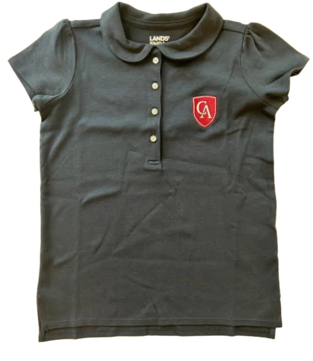 Lands End Girls Interlock Peter Pan Collar Polo
