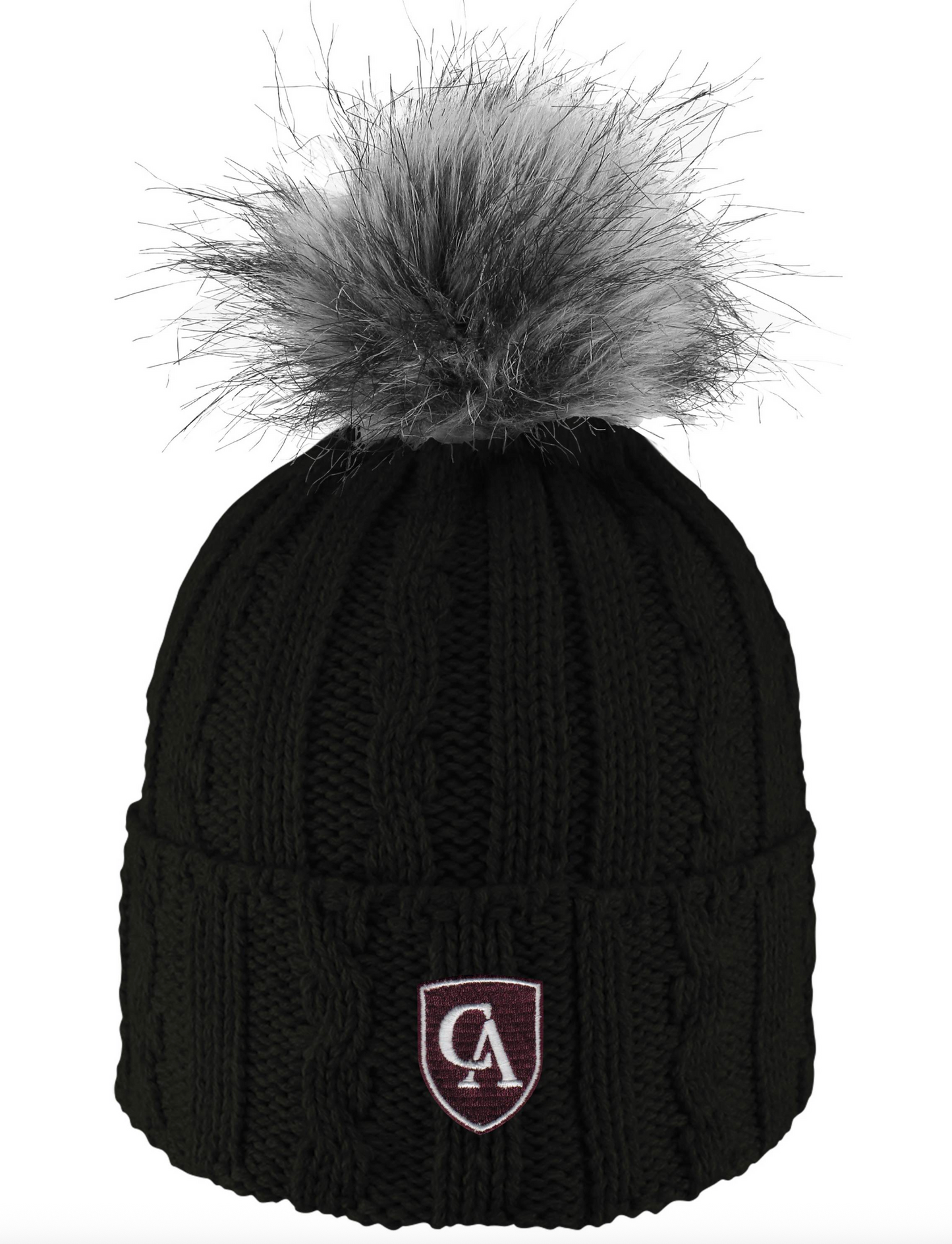 Adult Alps Knit Cuff Hat with Faux Fur Pom
