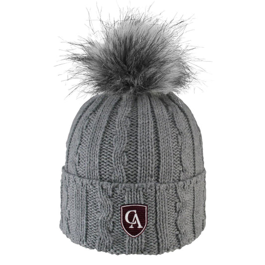 Adult Alps Knit Cuff Hat with Faux Fur Pom