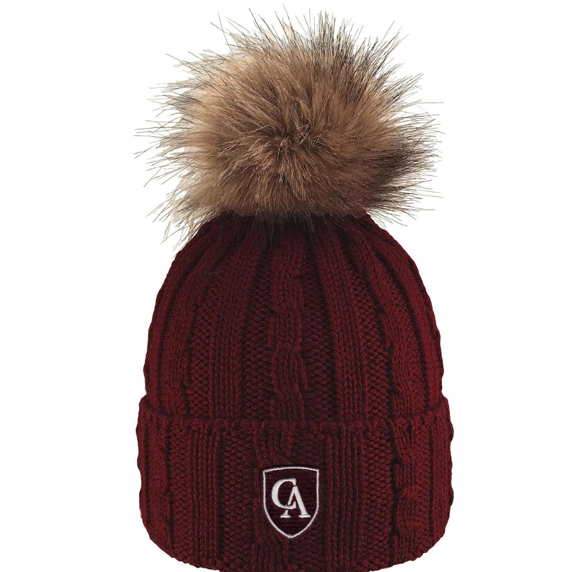 Adult Alps Knit Cuff Hat with Faux Fur Pom