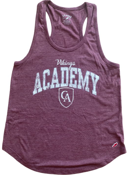 Ladies Intramural Distressed Academy Tank Heather Varsity - FINAL SALE